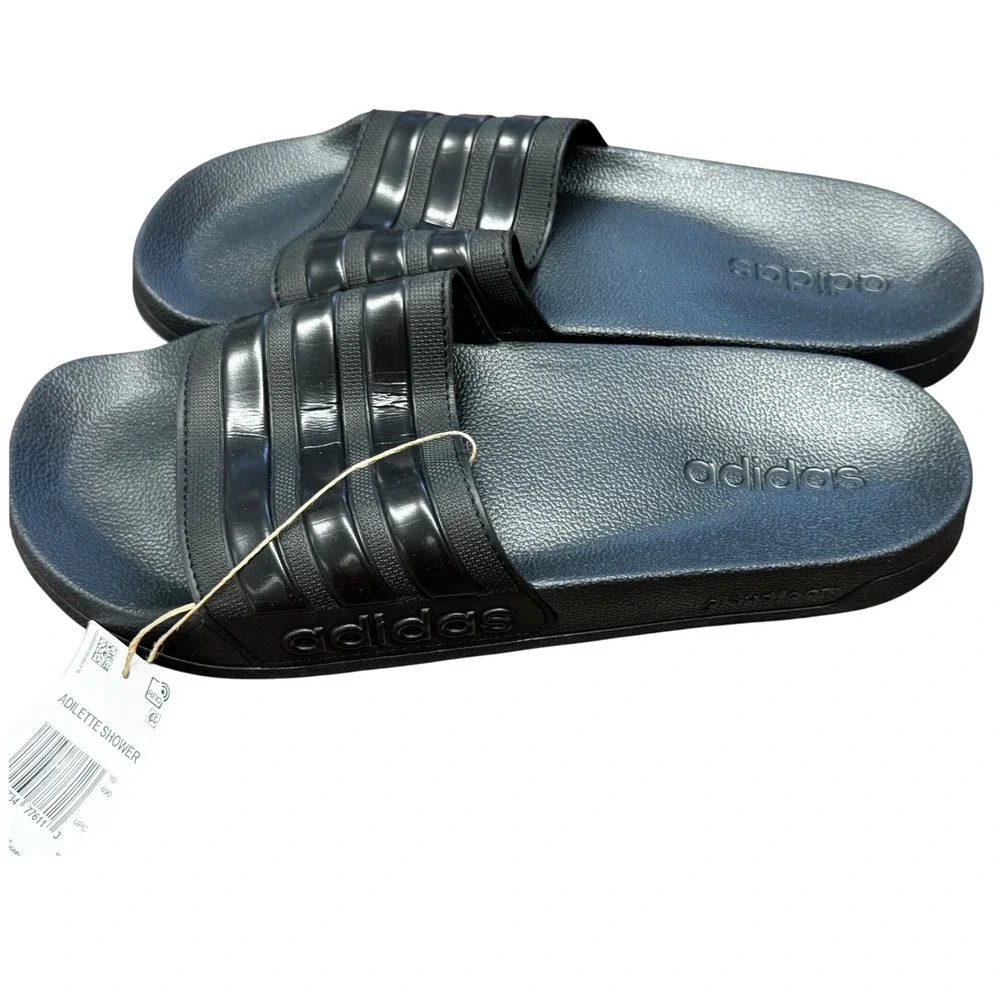 Adidas Adilette Shower Slides Black 3-Stripes Sandals GZ3772 Mens 10 Womens 11